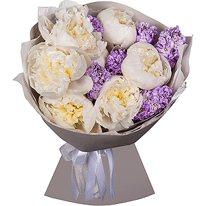 Peony white - 7, Matthiola Lilac - 10, Wrapping Paper