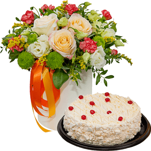 Peach blossom with cake with delivery Kemerovo