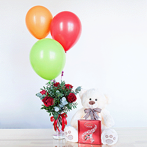 Gift set "Teddy bear, roses, sweets and balloons" with delivery Kemerovo