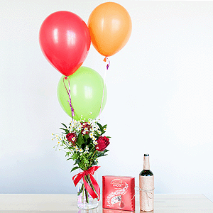 Gift set "Delicate bouquet, sweets, balloons and non-alcoholic wine" with delivery Kemerovo