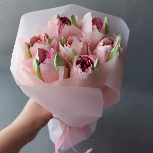 Bouquet "Marshmallow Tulips" Handmade with delivery Kemerovo