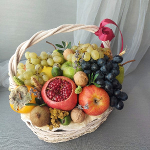 Fruit Basket "Freshness" with Nuts and Dried Flowers with delivery Kemerovo