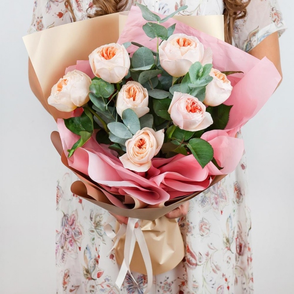 David Austin peonyroses - 11, Eucalyptus Cinerea, Wrapping Paper